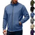 thumbnail image 1 of Zvmxot Men Fleece Sweatshirts Full Zip Stand Neck Sweatshirt with Zipper Pockets Casual Long Sleeve Jackets for Men, 1 of 7