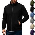 thumbnail image 1 of Zvmxot Men Fleece Sweatshirts Full Zip Stand Neck Sweatshirt with Zipper Pockets Casual Long Sleeve Jackets for Men, 1 of 7