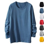 Zvmxot Mens Cotton Crew Neck Sweatshirts Solid Casual Pullover Sweatshirt Lightweight Loose Sweatshirt