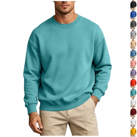 Zvmxot Mens Crew Neck Sweatshirts Fleece Pullover Oversized Long Sleeve Shirts Casual Comfy