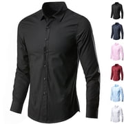 Zvmxot Mens Long Sleeve Dress Shirts Button Up Formal Shirts Collared Casual Shirts Solid Business Shirt