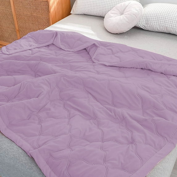 Zvmxot Skin-friendly Plain Printed Cotten Quilt - Double Sided Stitching Design Summer Blanket, Lightweight, Soft, All Season Bedding Layer, Machine-washable, Purple, Coverlet Twin Size(39"x59")