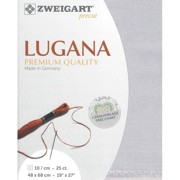 Wizardi Lugana 25 Count Blue Gray. Needlework Canvas, Cross-Stitch Fabric, Embroidery Cloth, Needlepoint Canvas. 3835/713 Precut Zweigart