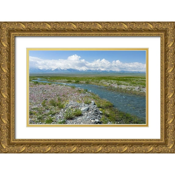Zwick, Martin 14x10 Gold Ornate Wood Framed with Double Matting Museum Art Print Titled - Peak Pik Lenin or Kullai abu-ali ibn Sino and Pik Dserschinski Alay Valley