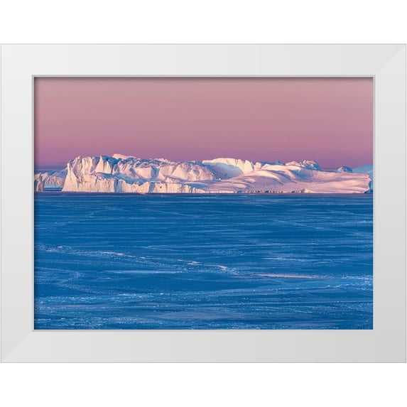 Zwick, Martin 14x11 White Modern Wood Framed Museum Art Print Titled - Sunrise during winter at the Ilulissat Fjord-located in the Disko Bay in West Greenland