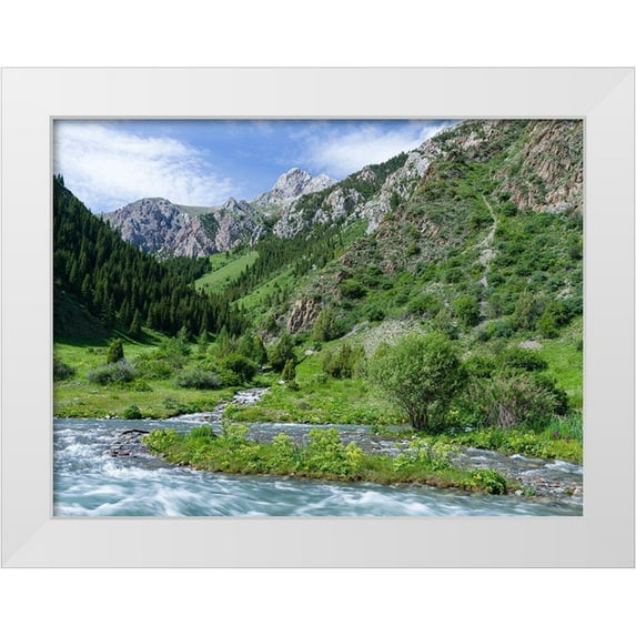 Zwick, Martin 14x12 White Modern Wood Framed Museum Art Print Titled - Landscape in the National Park Besch Tasch in the Talas Alatoo mountain range