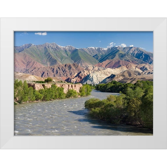 Zwick, Martin 14x12 White Modern Wood Framed Museum Art Print Titled - Valley of river Suusamyr in the Tien Shan Mountains west of Ming-Kush-Kyrgyzstan
