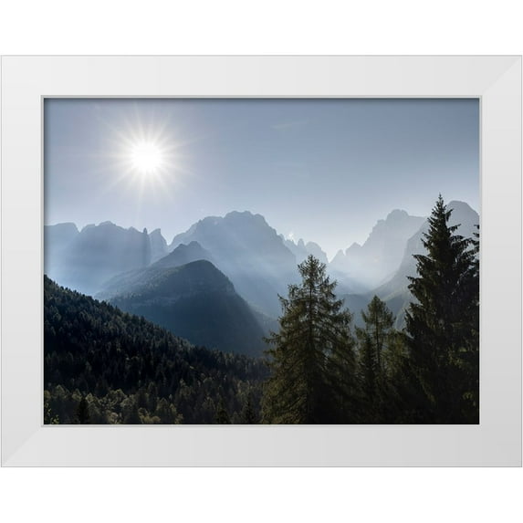 Zwick, Martin 14x12 White Modern Wood Framed Museum Art Print Titled - View from Val Rendena towards the Brenta Dolomites-UNESCO World Heritage Site-Italy-Trentino-Val Re