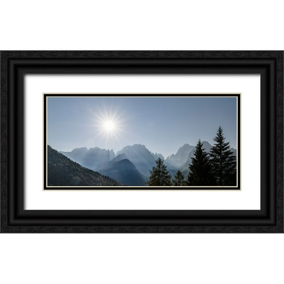 Zwick, Martin 18x11 Black Ornate Wood Framed with Double Matting Museum Art Print Titled - View from Val Rendena towards the Brenta Dolomites-UNESCO World Heritage Site-Italy-Trentino-Val Re