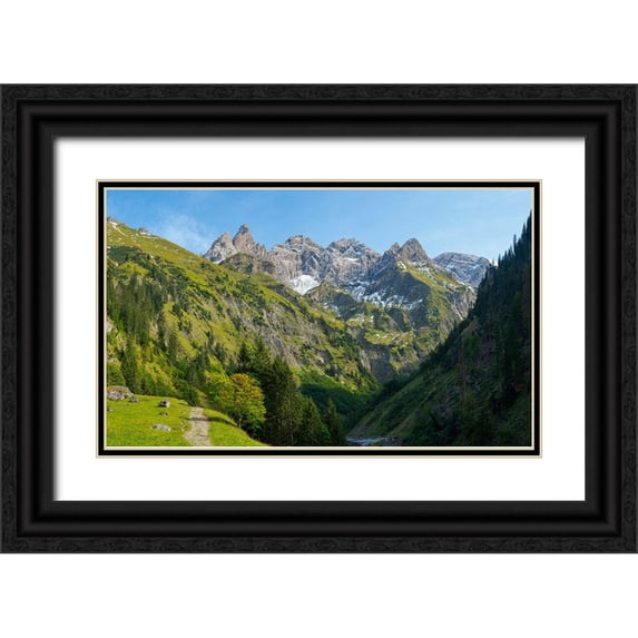 Zwick, Martin 18x12 Black Ornate Wood Framed with Double Matting Museum Art Print Titled - Mount Trettachspitze and mount Madelegabel in the Allgau Alps-Germany-Bavaria