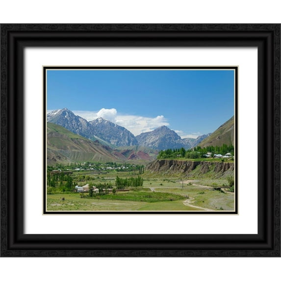 Zwick, Martin 18x15 Black Ornate Wood Framed with Double Matting Museum Art Print Titled - Landscape along the Pamir Highway The mountain range Tian Shan or Heavenly Mountains