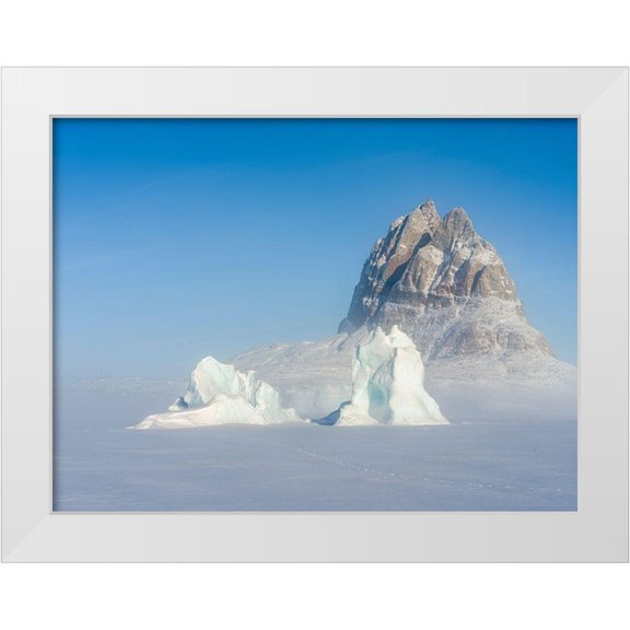 Zwick, Martin 18x15 White Modern Wood Framed Museum Art Print Titled - Icebergs frozen into the sea ice of the Uummannaq Fjord System during winter