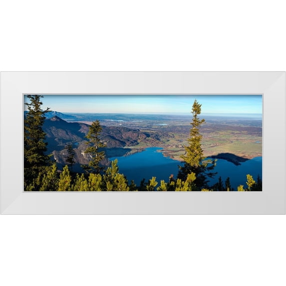 Zwick, Martin 24x12 White Modern Wood Framed Museum Art Print Titled - View from Mt-Jochberg near lake Walchensee towards lake Kochelsee and the foothills of the Bavarian