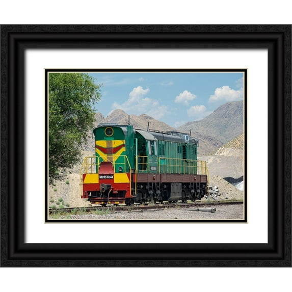 Zwick, Martin 24x19 Black Ornate Wood Framed with Double Matting Museum Art Print Titled - Railway for transporting coal Town Tasch Kumyr