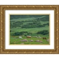 thumbnail image 1 of Zwick, Martin 24x19 Gold Ornate Wood Framed with Double Matting Museum Art Print Titled - Horses on their summer pasture National Park Besch Tasch in the Talas Alatoo mountain range, 1 of 4
