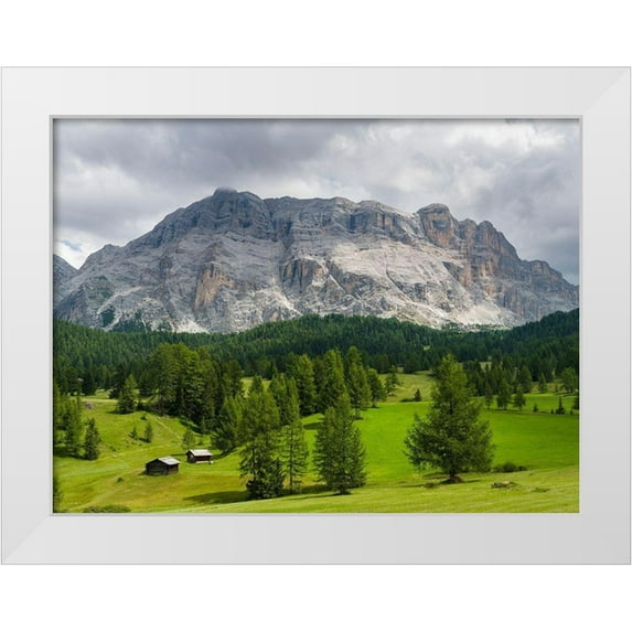 Zwick, Martin 24x19 White Modern Wood Framed Museum Art Print Titled - Mountain range Kreuzkofel-Sasso Santa Croce in the nature park Fanes Sennes Prags