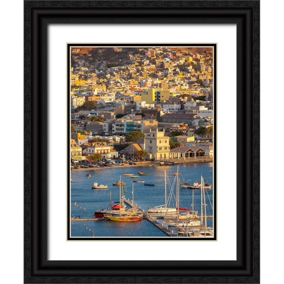 Zwick, Martin 25x32 Black Ornate Wood Framed with Double Matting Museum Art Print Titled - City Mindelo-a seaport on the island Sao Vicente-Cape Verde Africa