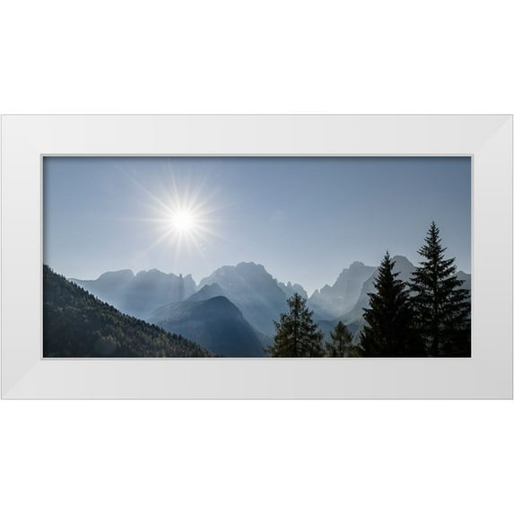 Zwick, Martin 32x17 White Modern Wood Framed Museum Art Print Titled - View from Val Rendena towards the Brenta Dolomites-UNESCO World Heritage Site-Italy-Trentino-Val Re