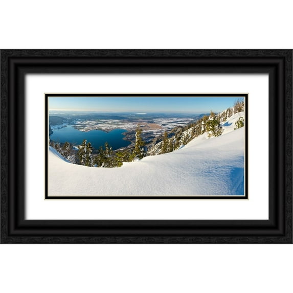 Zwick, Martin 32x18 Black Ornate Wood Framed with Double Matting Museum Art Print Titled - View towards lake Kochelsee and the foothills of the Alps near Munich-View from Mt-Jochberg near la