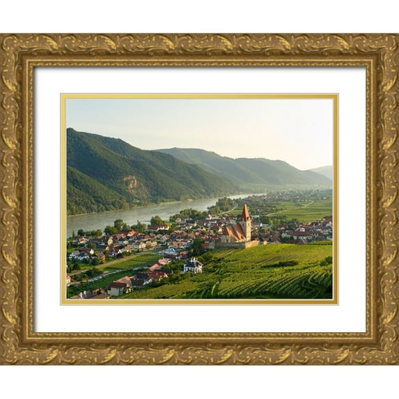 Zwick, Martin 32x25 Gold Ornate Wood Framed with Double Matting Museum Art Print Titled - Historic village Weissenkirchen-UNESCO World Heritage Site-Lower Austria