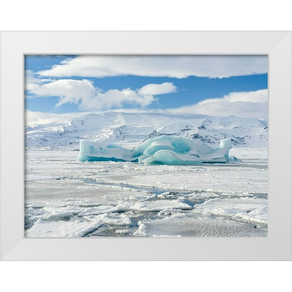 Zwick, Martin 32x25 White Modern Wood Framed Museum Art Print Titled - Glacial lagoon Jokulsarlon at Breidamerkurjokullin National Park Vatnajokull during winter