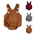 thumbnail image 1 of Zwiiyzr 0-18M Unisex Baby Boy Girl Clothes Corduroy Onesie Sleeveless Romper Bodysuit Strap Jumpsuit Overall Shorts One Piece Outfit Green, 1 of 9