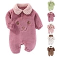 thumbnail image 1 of Zwiiyzr 0-1T Baby Boys Girls Fluffy Bear Onesie Baby Furry Fuzzy Outfit Baby Newborn Romper Winter Warm Clothes Pink, 1 of 4