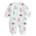thumbnail image 1 of Zwiiyzr 0-1T Baby Clothes Boy Girl Romper Long Sleeve Footless One-Piece Printing Newborn Cotton Button V-Neck Long Bodysuit White, 1 of 5