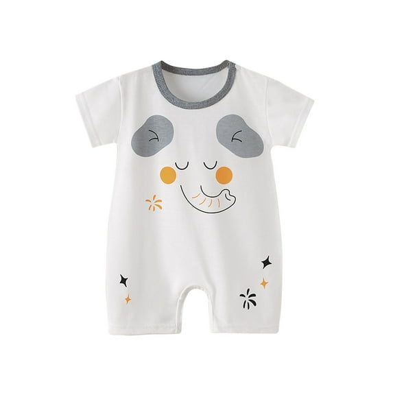 Zwiiyzr 0-2T Baby Clothes Rompers Toddler Boys Short Sleeve Cute Printed Color T-Shirt Round Neck Jumpsuit Romper White
