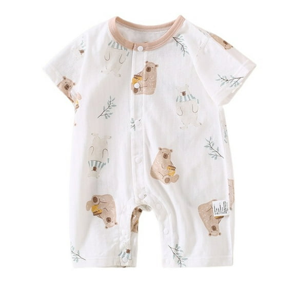 Zwiiyzr 0-2T Infant Baby Clothes Boys Girls Shorts Romper Short Sleeve Child Summer Thin Newborn Cotton Printing Round Neck Short Rompers White