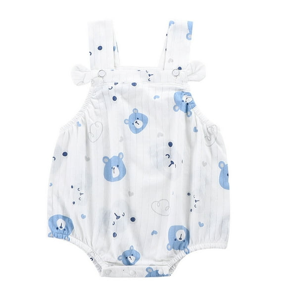 Zwiiyzr 0-2T Newborn Baby Boy Girl Clothes Solid Romper Sleeveless One-Piece Jumpsuits Outfits Sets Light Blue