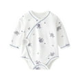 thumbnail image 1 of Zwiiyzr 0-3M Baby Unisex Bubble Romper Spring Fall Onesie Lace Up Newborn Climbing Clothes Long Sleeve Thin Boy and Girl Baby Clothes White, 1 of 9