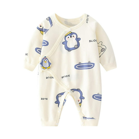 Zwiiyzr 0-6M Newborn Unisex Baby Romper Cotton Onesie Infant Long Sleeve Jumpsuit Boy and Girl Baby Clothes Beige