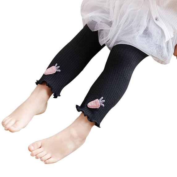 Zwiiyzr 0-6T Toddler and Baby Girls Leggings Pants Full Length Basic Leggings Stretchy Soft Leggings Tights Pants Black