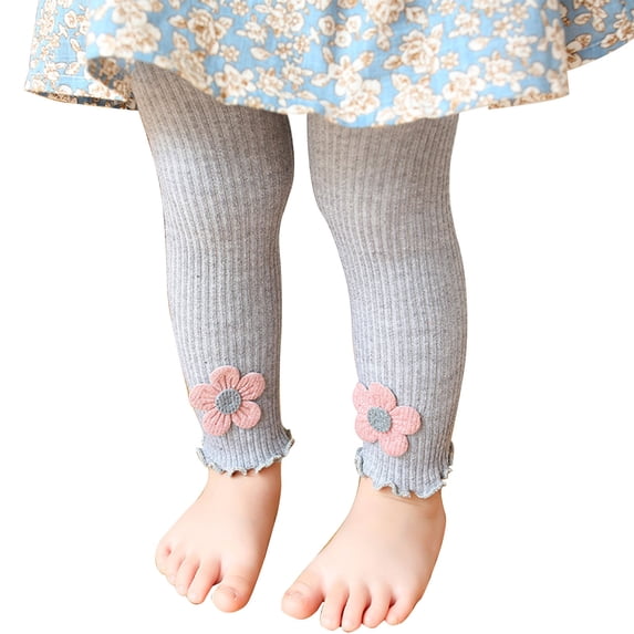 Zwiiyzr 0-6T Toddler and Baby Girls Leggings Pants Full Length Basic Leggings Stretchy Soft Leggings Tights Pants Gray