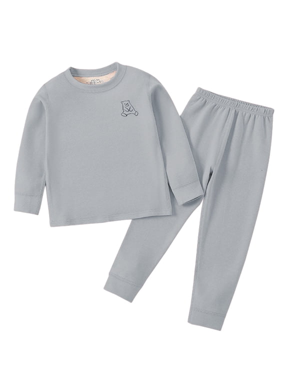 1-12 Years Kids Baby Thermal Underwear Long Johns for Boys Girls Base Layer Toddler Thermal Set Ultra Soft Gray
