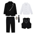 thumbnail image 1 of Zwiiyzr 1-14Y Toddler Boys Suit Kids Tuxedo Suits Formal Dresswear Shirt Jacket Pants Tie Brooch Classic Formal Suit Set Black, 1 of 9