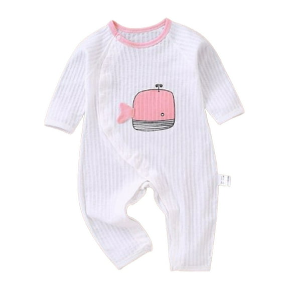 Zwiiyzr 1-16M Baby Girl Boy Clothes One Piece Long Sleeve Romper Jumpsuit Button Down Bodysuit Romper Baby Comfy Outfit Infant Clothes White