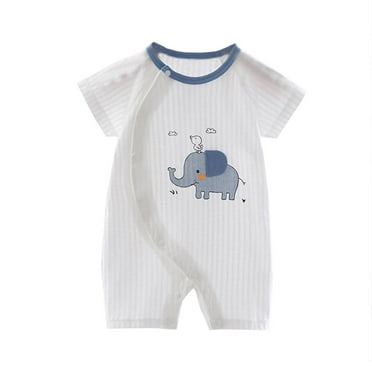 Zwiiyzr 1-16M Infant Baby Clothes Boys Girls Shorts Romper Short Sleeve Child Summer Thin Newborn Cotton Button Round Neck Short Rompers White