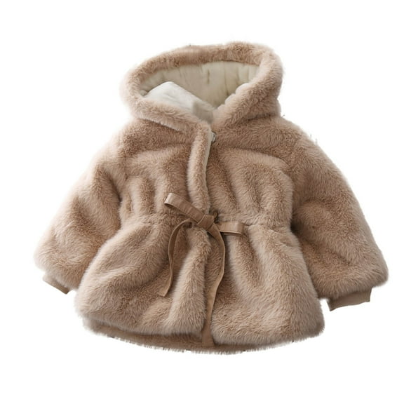 Zwiiyzr 1-5T Toddler Girls Fuzzy Fleece Jacket Casual Full Zip Sherpa Overcoat Faux Fur Jackets Outwear Khaki