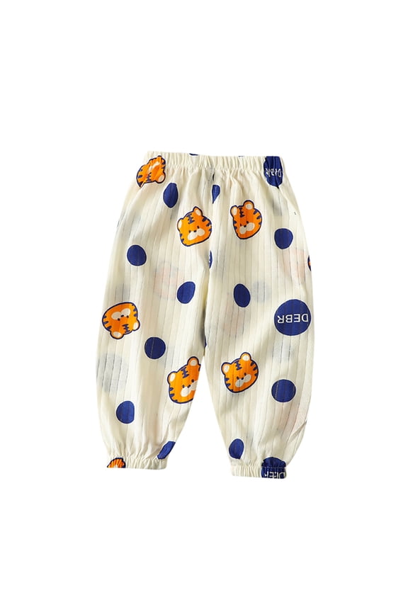 1-6Y Toddler Baby Girls Boys Elastic Waist Printed Pants Soft Cotton Harem Bloomers Summer Fall Long Pants Blue