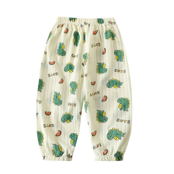 Zwiiyzr 1-6Y Toddler Baby Girls Boys Elastic Waist Printed Pants Soft Cotton Harem Bloomers Summer Fall Long Pants Green