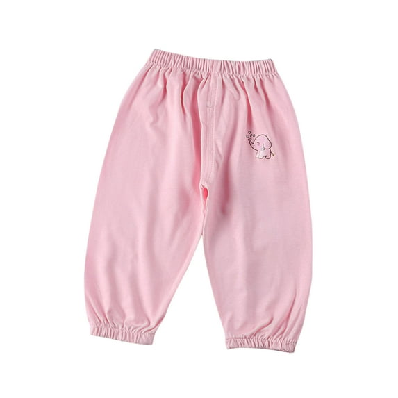 Zwiiyzr 1-6Y Toddler Baby Girls Boys Elastic Waist Solid Color Pants Soft Cotton Harem Bloomers Summer Fall Long Pants Pink