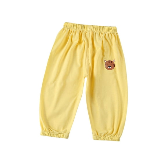 Zwiiyzr 1-6Y Toddler Baby Girls Boys Elastic Waist Solid Color Pants Soft Cotton Harem Bloomers Summer Fall Long Pants Yellow