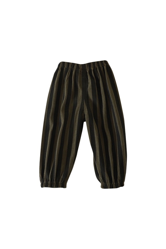 1-7Y Toddler Baby Girls Boys Corduroy Plaid Pants Elastic Waist Soft Harem Bloomers Summer Fall Long Pants Green