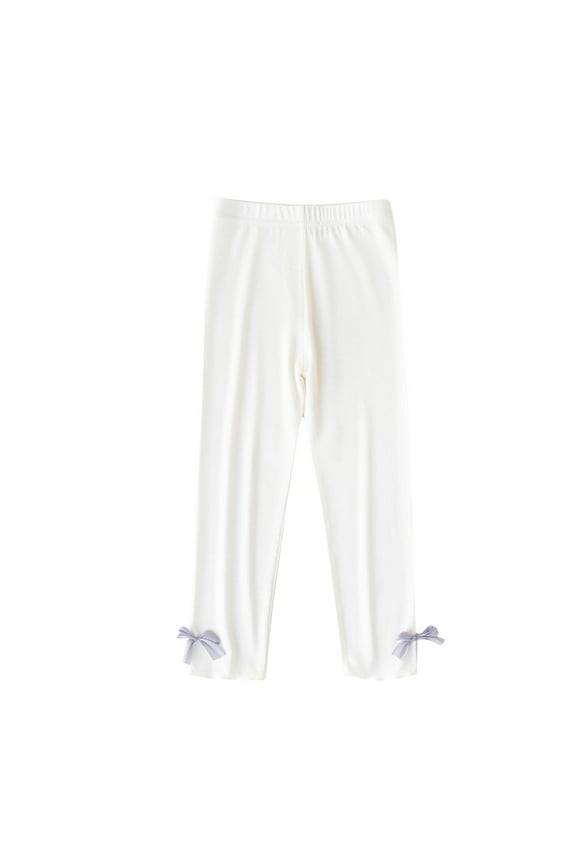 1-8Y Toddler Girls Footless Tights Bottoms Elastic Waist Stretch Leggings Kids Soft Pants White