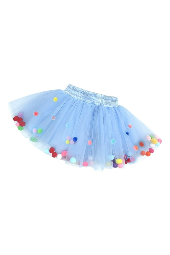 2-6 Years Girls Rainbow Flower Tulle Skirt Toddler Tutu Girls Clothes Blue