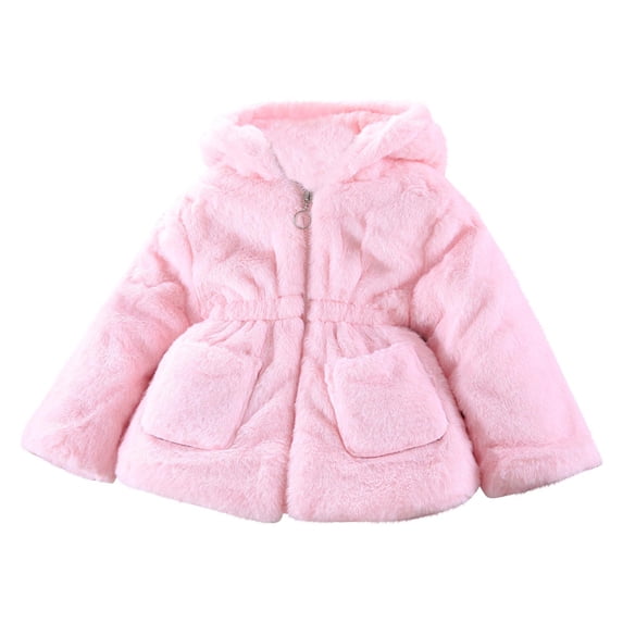 Zwiiyzr 2-8Y Girls Fuzzy Fleece Jacket Casual Full Zip Sherpa Overcoat Faux Fur Jackets Outwear Pink