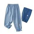 thumbnail image 1 of Zwiiyzr 2-8Y Toddler Baby Girl Casual Pants Rabbit Embroidered Print Spring Summer Lightweight Denim Style Long Pants Light Blue, 1 of 3