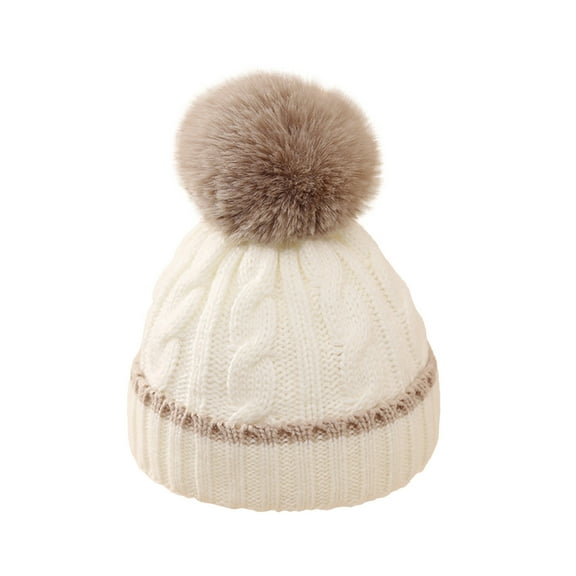 Zwiiyzr 2024 0-12 Months Winter Knit Newborn Baby Hat Twist Warm Beanie for Boys Girls Infant Toddler Baby Beanie With Pompom Khaki